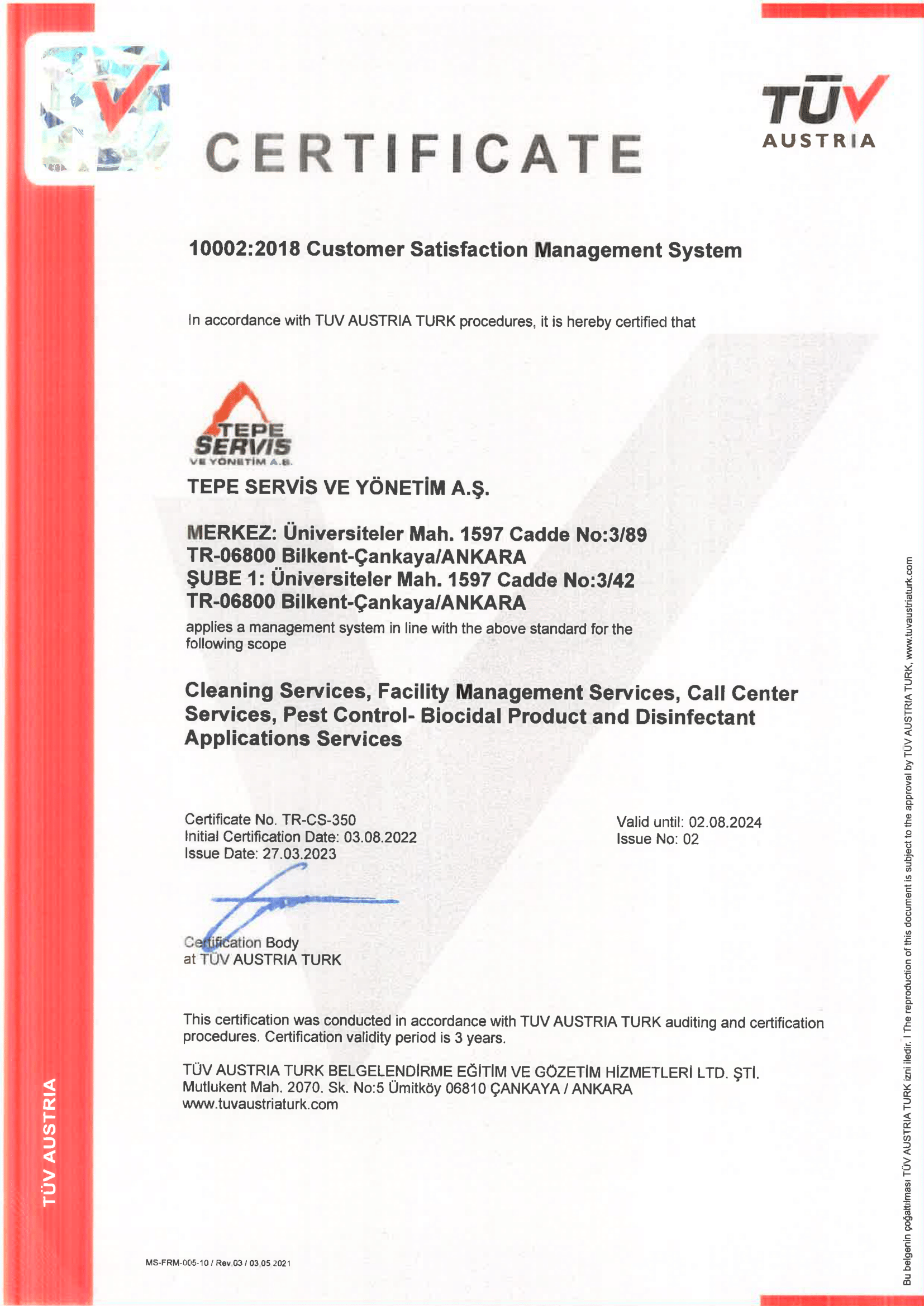 Tepe Servis - ISO 10002:2018